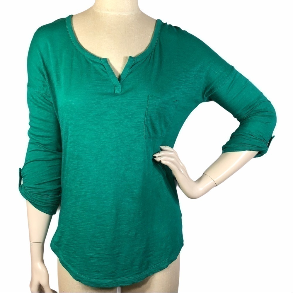 Express Tab Sleeve Emerald Green Top Small S